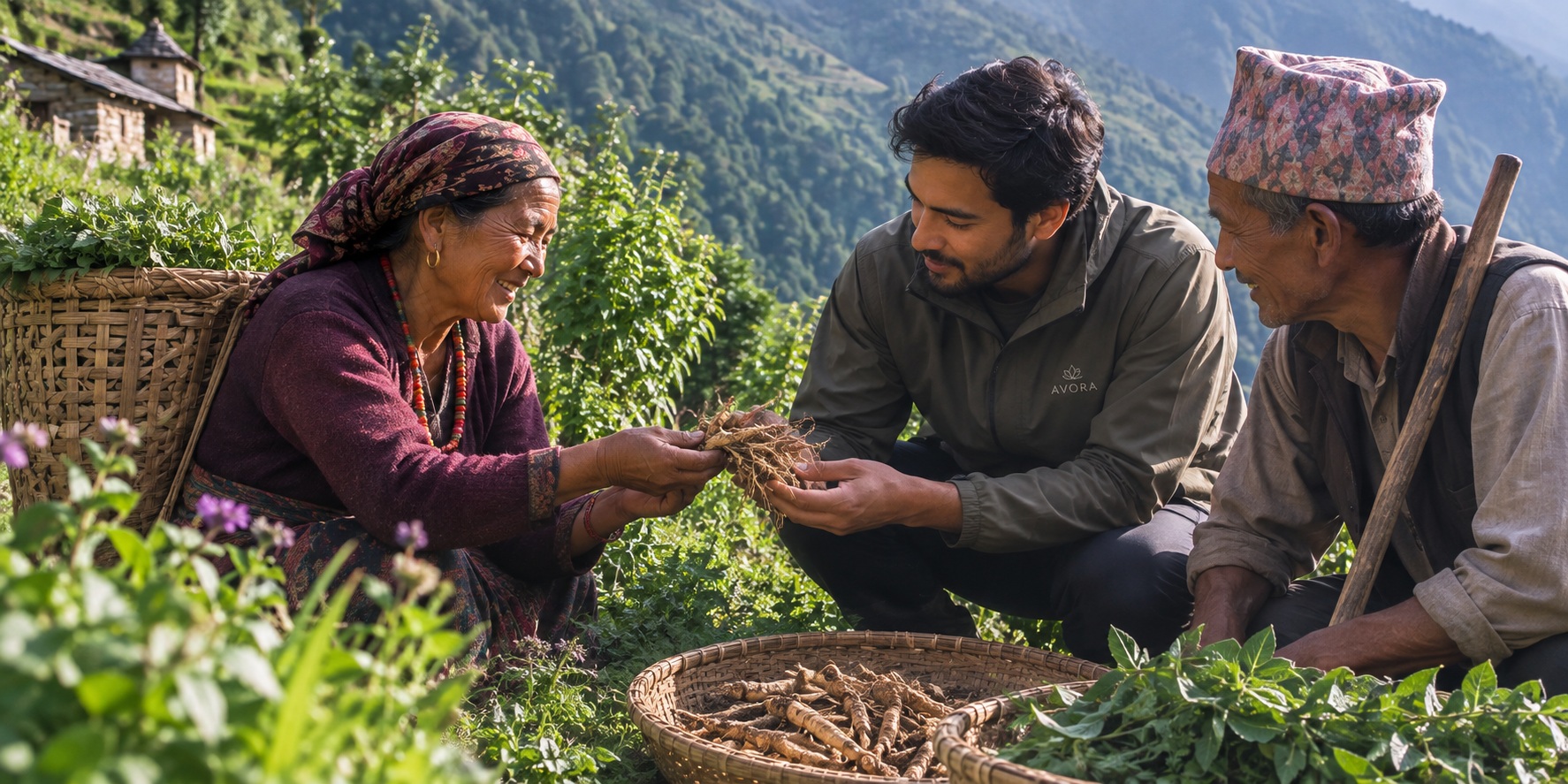 Local botanical harvester in a Himalayan village